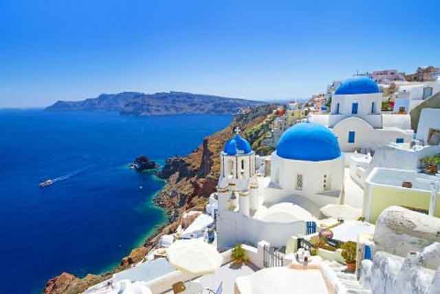 Nhà thờ Blue Domed ở Santorini, Hy Lạp