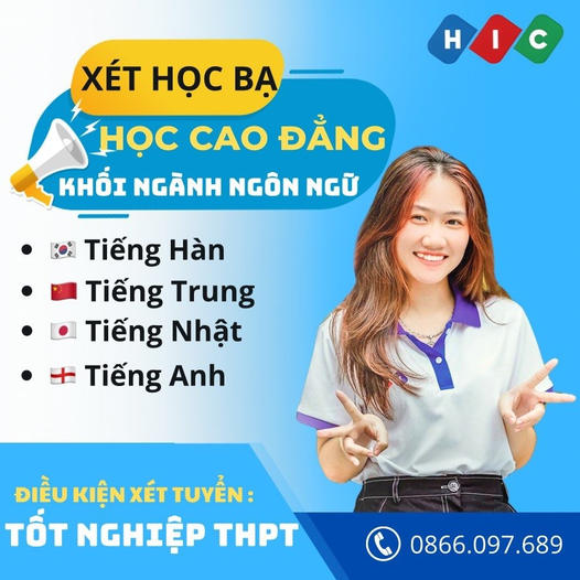 Trường Cao đẳng Quốc tế Hà Nội thông báo tuyển sinh các ngành ngôn ngữ Tiếng Hàn, Tiếng Trung, Tiếng Nhật, Tiếng Anh.