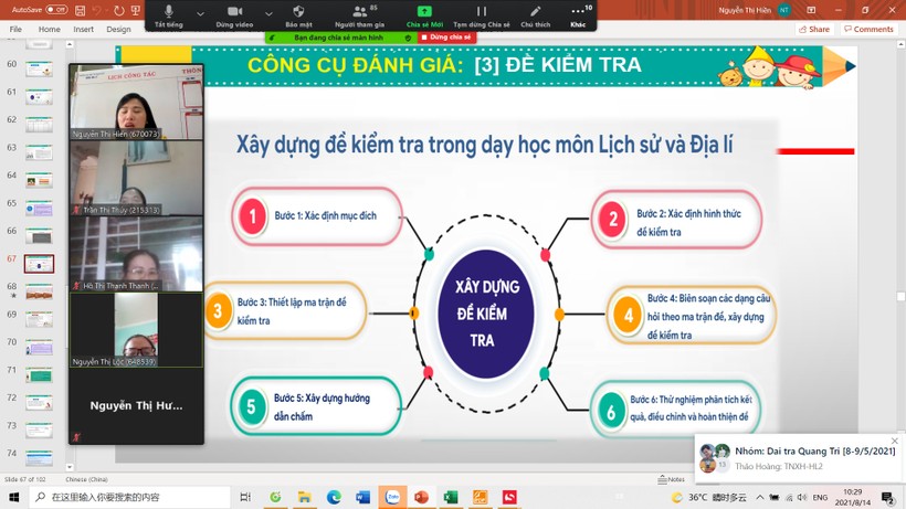 Lớp học ảo của khóa bồi dưỡng cán bộ quản lý, giáo viên tại tỉnh Quảng Trị. Ảnh: TG