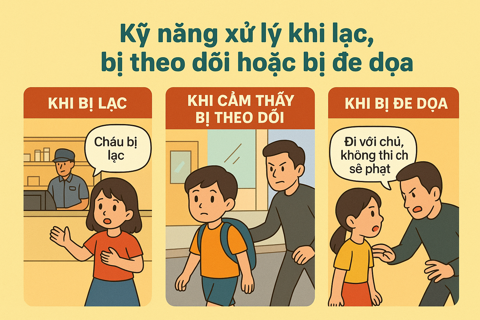 Kỹ năng xử lý khi bị lạc, bị theo dõi hoặc bị đe dọa