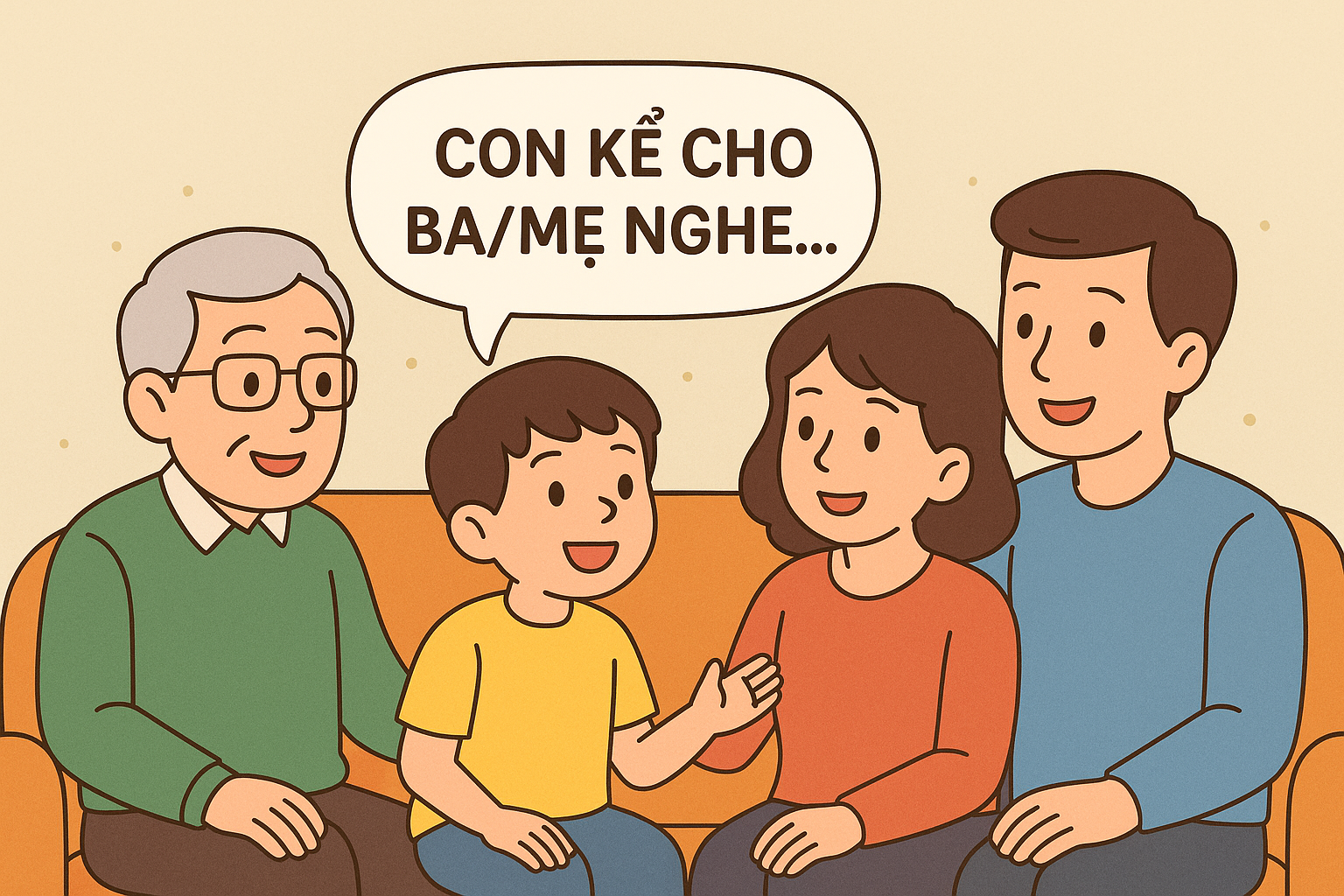 Nói chuyện với người thân trong gia đình